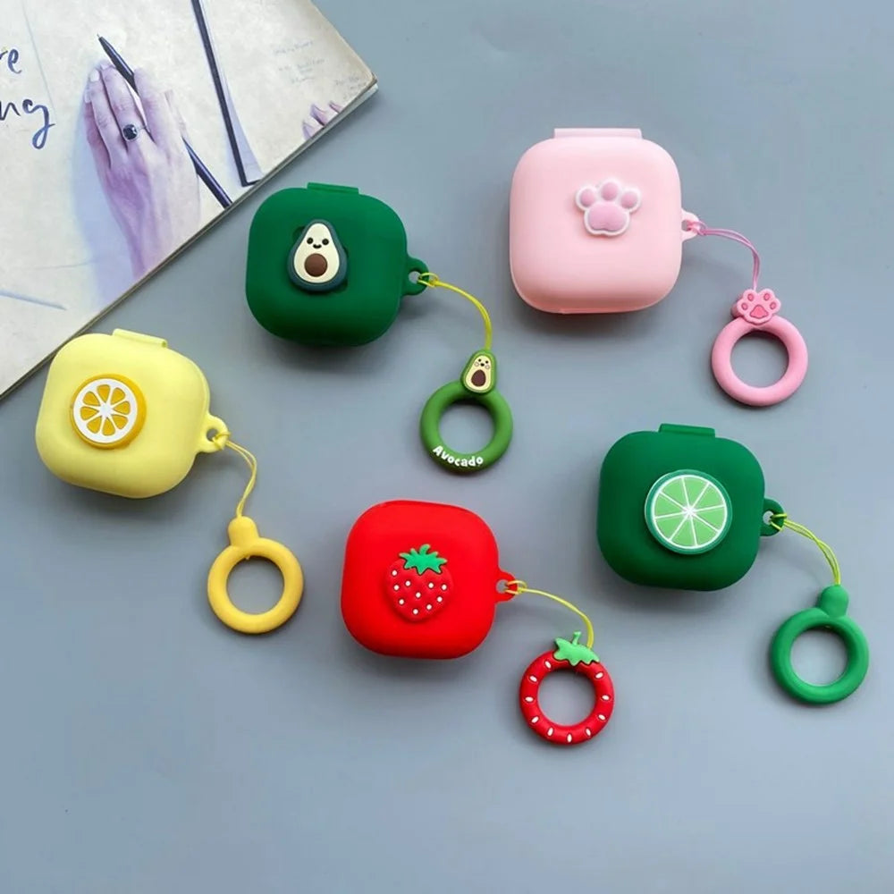 For Samsung Galaxy Buds4 / Buds4 Pro Silicone Case Cartoon Fruit Animal Earphone Protective Cover with Ring Strap - Style A - 2