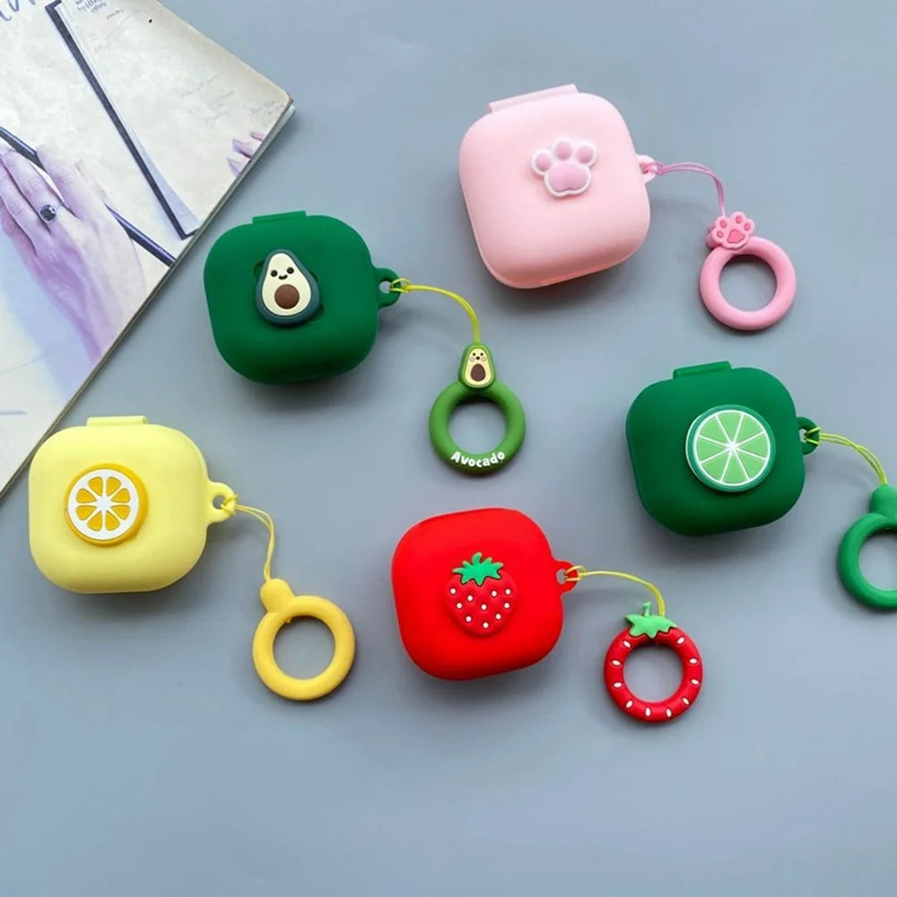 For Samsung Galaxy Buds4 / Buds4 Pro Silicone Case Cartoon Fruit Animal Earphone Protective Cover with Ring Strap - Style A - 3