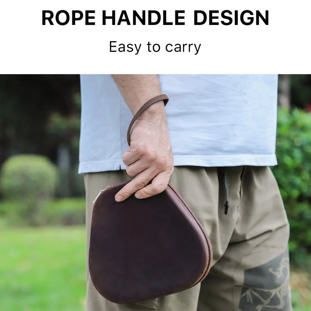 CONTACTS FAMILY Crazy Horse Texture Genuine Leather Zipper Wrist Purse Headphone Storage Case for AirPods Max - 7