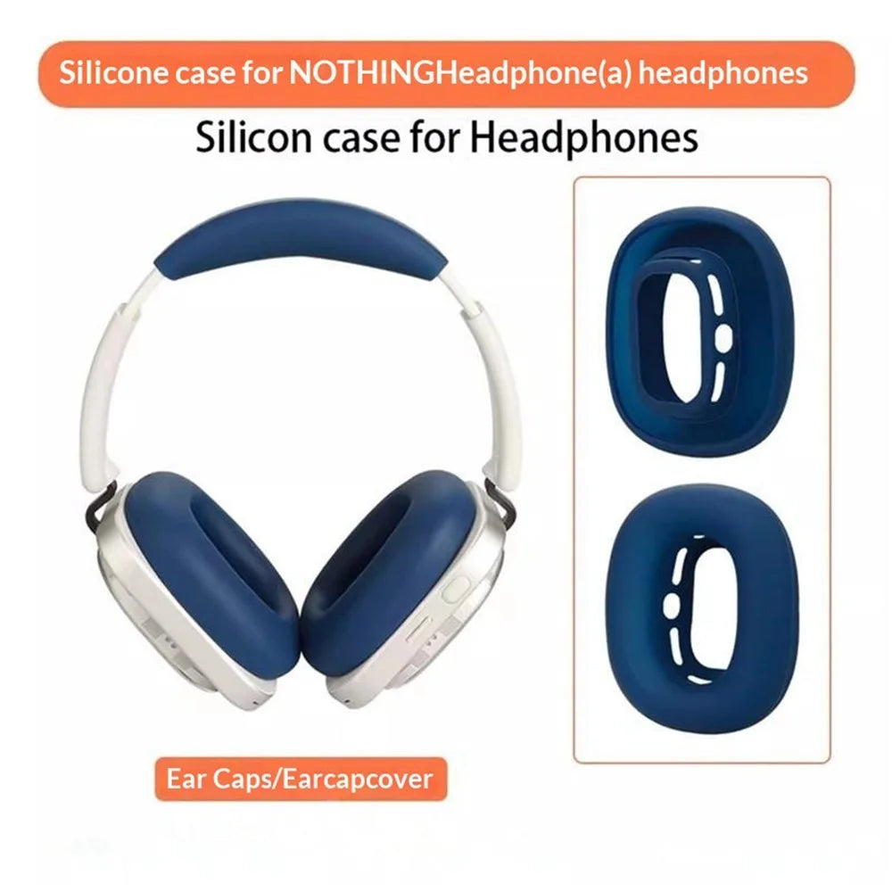2Pcs for Nothing Headphone (a) Earmuff Silicone Cases Earpad Cushion Soft Protective Covers - Dark Blue - 4