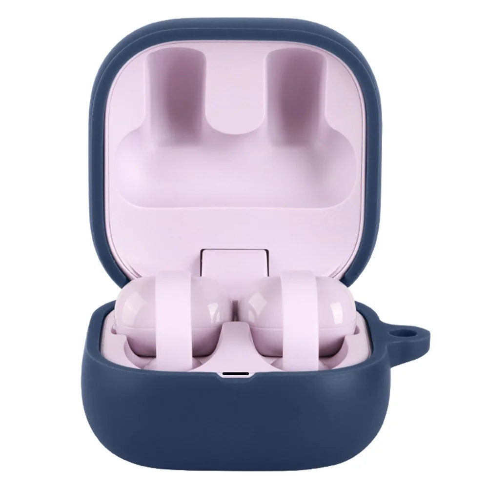 For Sony LinkBuds Clip WF-LC900 Silicone Case Wireless Earbuds Protective Cover with Anti-Lost Buckle - Dark Blue - 3