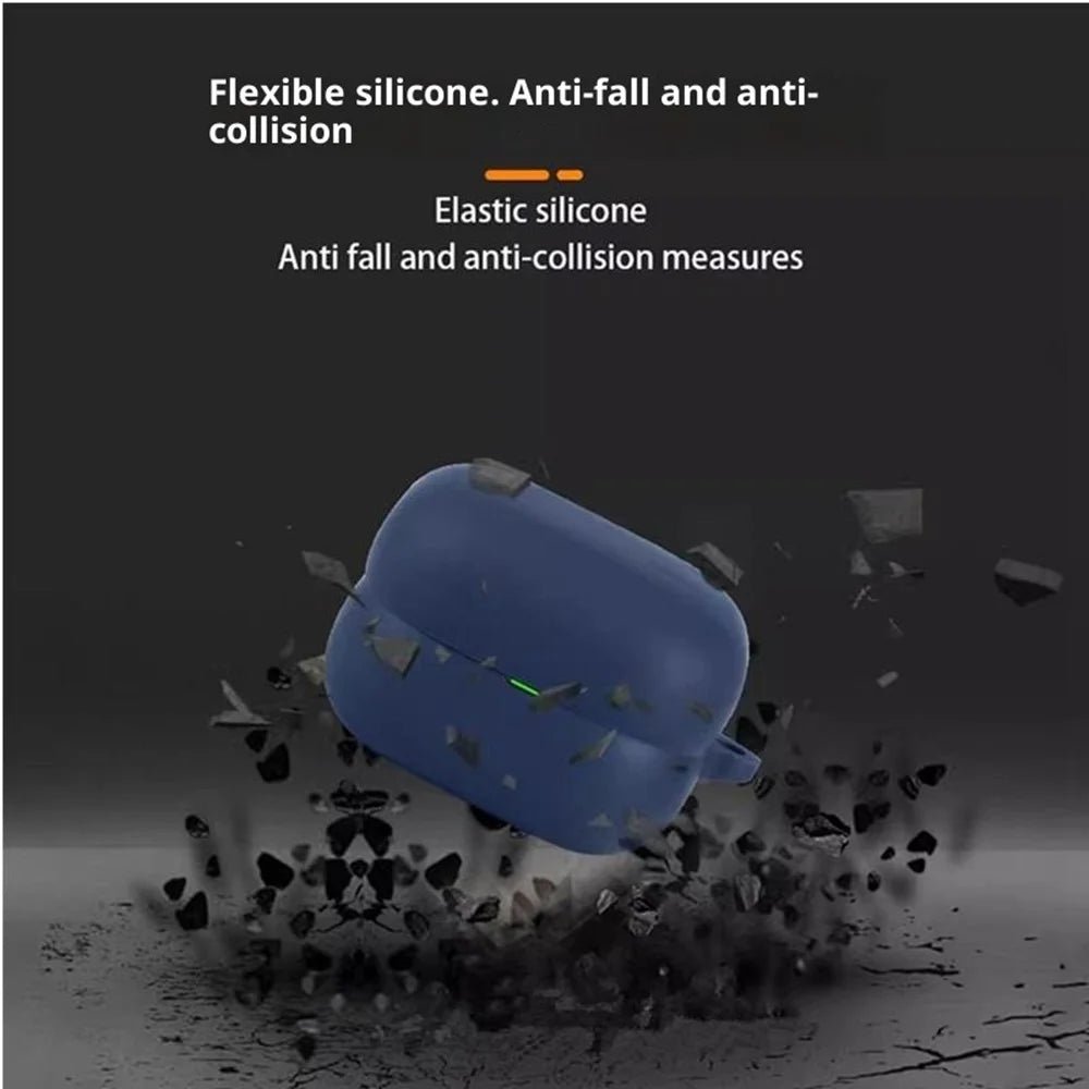 For Sony LinkBuds Clip WF-LC900 Silicone Case Wireless Earbuds Protective Cover with Anti-Lost Buckle - Dark Blue - 4