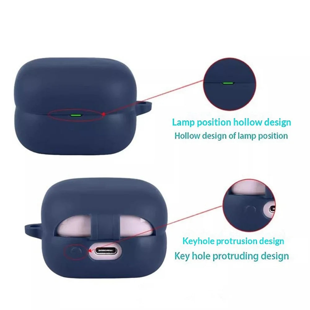 For Sony LinkBuds Clip WF-LC900 Silicone Case Wireless Earbuds Protective Cover with Anti-Lost Buckle - Dark Blue - 6