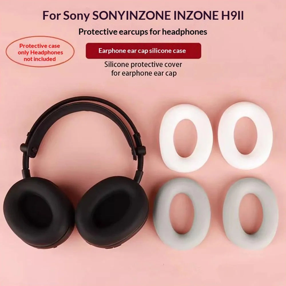 2Pcs For Sony INZONE H9 II Silicone Ear Cup Cover Headphone Protective Case - Black - 5