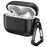 For AirPods 4 Case Split Design Leather Texture TPU Earphone Cover with Metal Carabiner - Black - 1