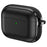 For AirPods 4 Case Split Design Leather Texture TPU Earphone Cover with Metal Carabiner - Black - 2