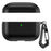 For AirPods 4 Case Split Design Leather Texture TPU Earphone Cover with Metal Carabiner - Black - 3