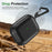 For AirPods 4 Case Split Design Leather Texture TPU Earphone Cover with Metal Carabiner - Black - 4