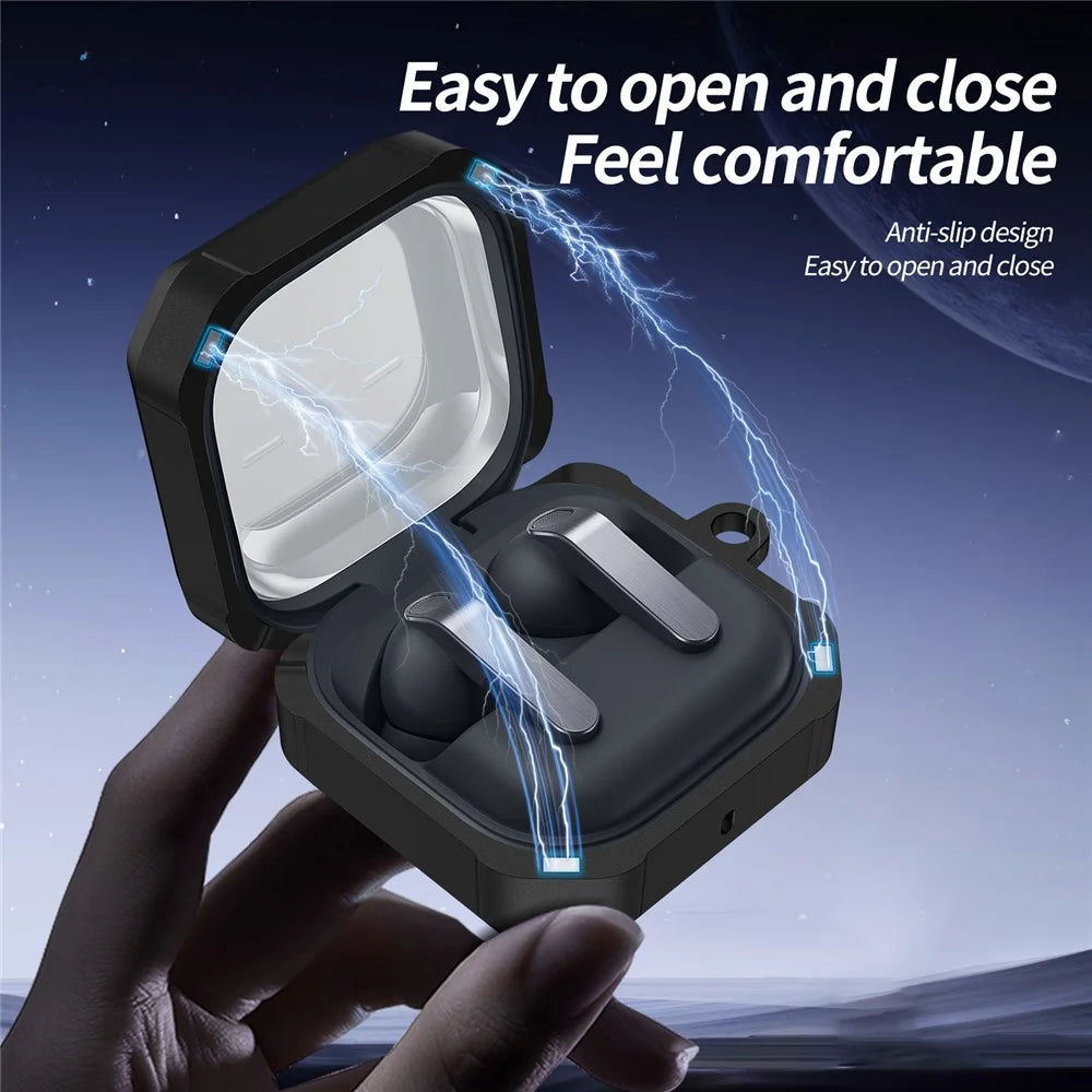 For Samsung Galaxy Buds4 / Buds4 Pro Case with Carabiner Dual-color Armor Magnetic Closure PC + TPU Earphone Cover - Black - 6