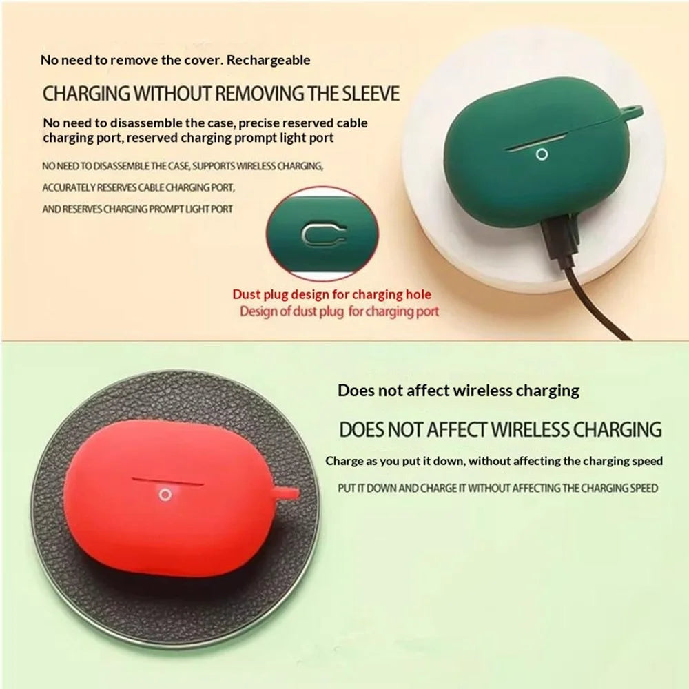 For Huawei FreeBuds Pro 5 Silicone Case Wireless Earbuds Protective Cover with Anti-Lost Buckle - Blackish Green - 4