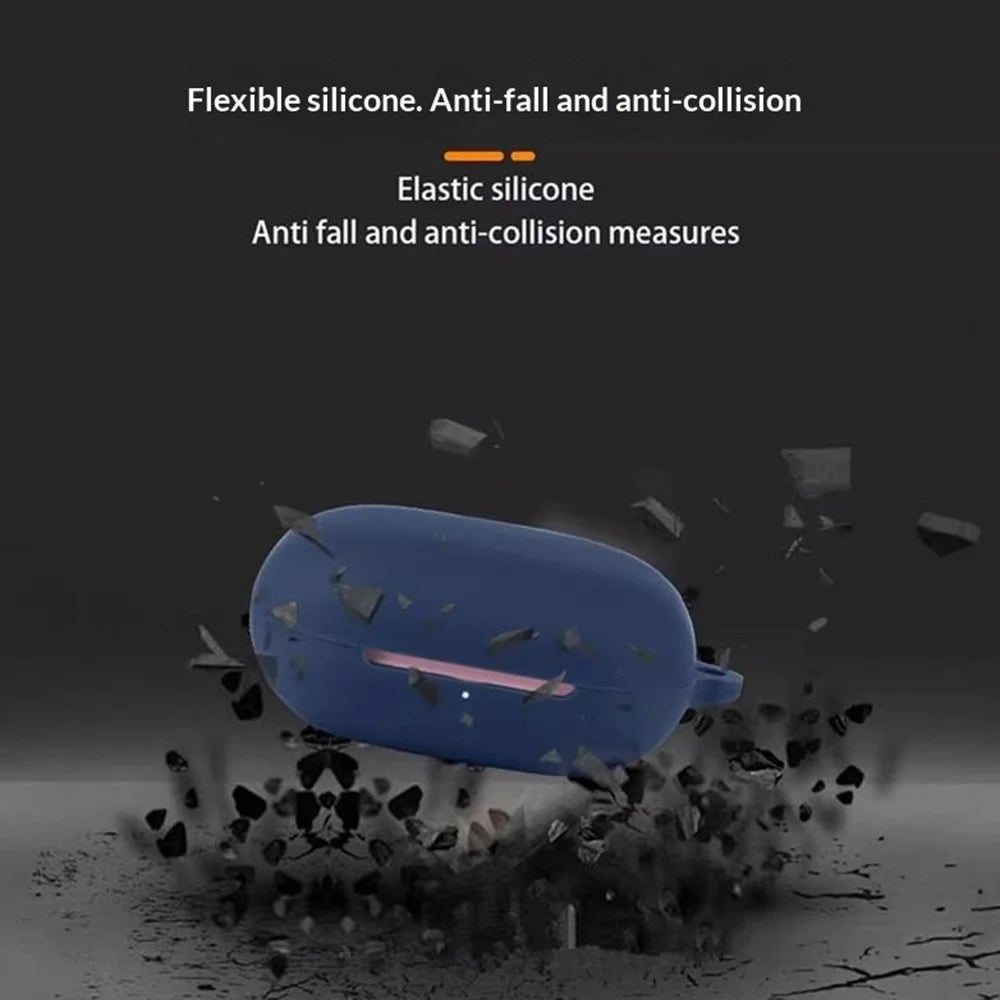 For Beats Powerbeats Fit (2025) Silicone Case Wireless Earbuds Protective Cover with Anti-Lost Buckle - Dark Blue - 6