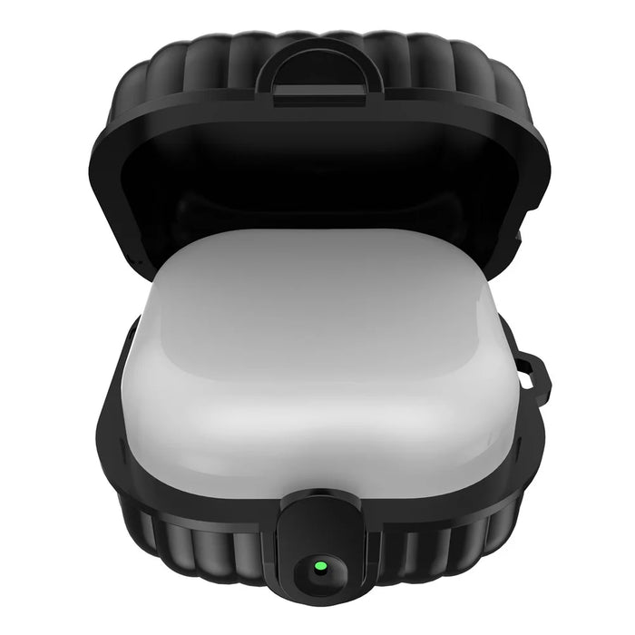 For Samsung Galaxy Buds4 / Buds4 Pro Case Shell Shape Lock Buckle TPU + PC Earphone Protective Cover - Black - 2