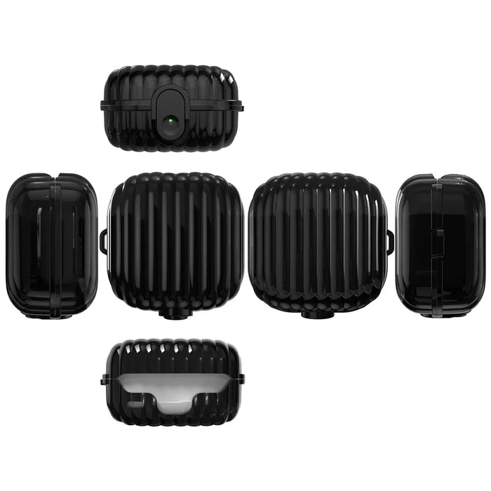 For Samsung Galaxy Buds4 / Buds4 Pro Case Shell Shape Lock Buckle TPU + PC Earphone Protective Cover - Black - 5
