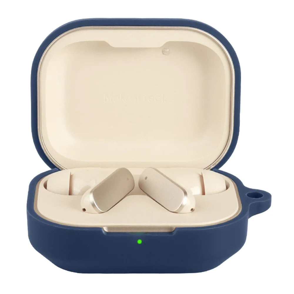 For Realme Buds Air 8 Silicone Case Wireless Earbuds Protective Cover with Anti-Lost Buckle - Dark Blue - 2