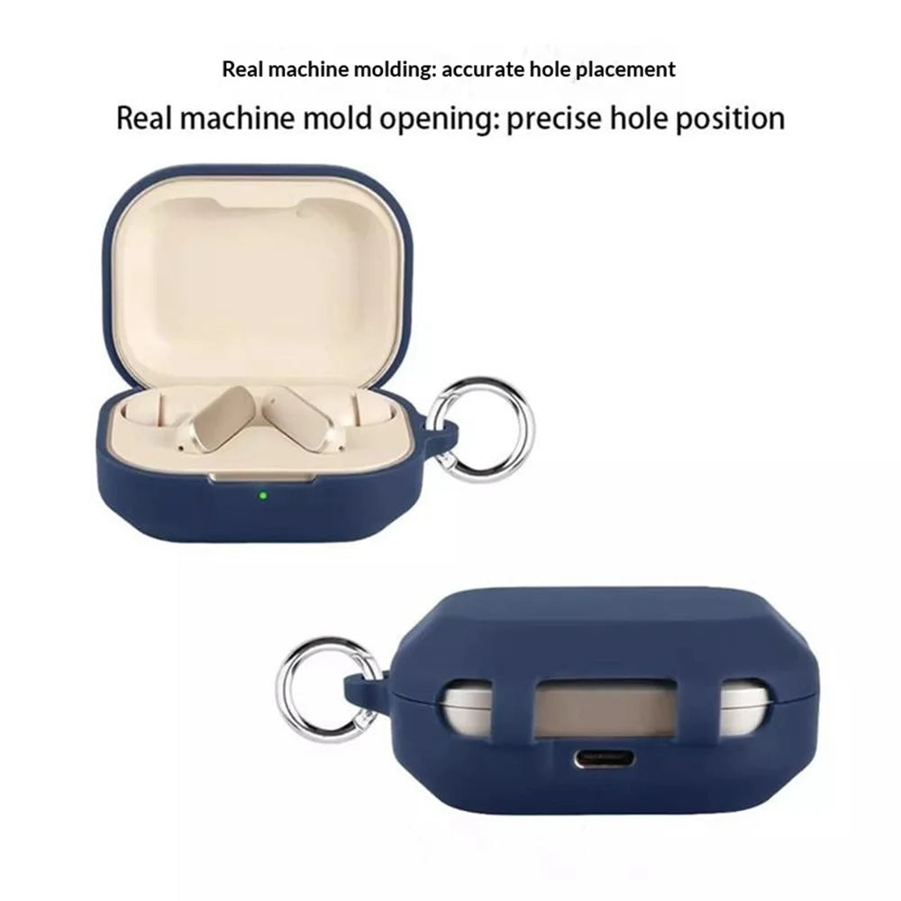 For Realme Buds Air 8 Silicone Case Wireless Earbuds Protective Cover with Anti-Lost Buckle - Dark Blue - 4
