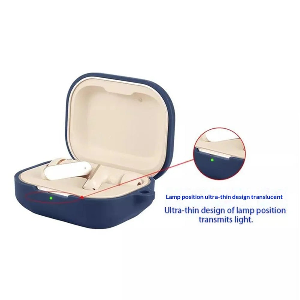 For Realme Buds Air 8 Silicone Case Wireless Earbuds Protective Cover with Anti-Lost Buckle - Dark Blue - 5