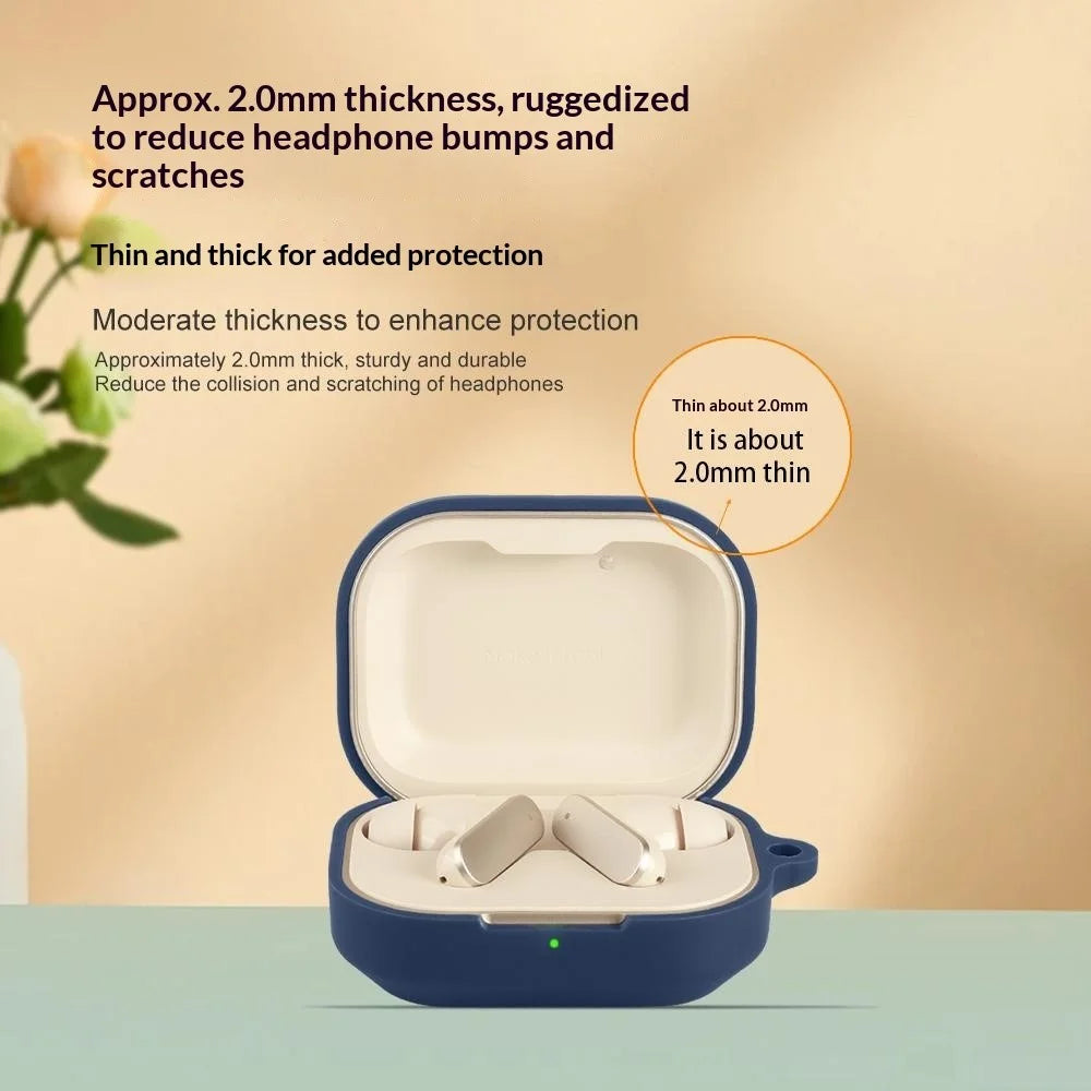 For Realme Buds Air 8 Silicone Case Wireless Earbuds Protective Cover with Anti-Lost Buckle - Dark Blue - 7