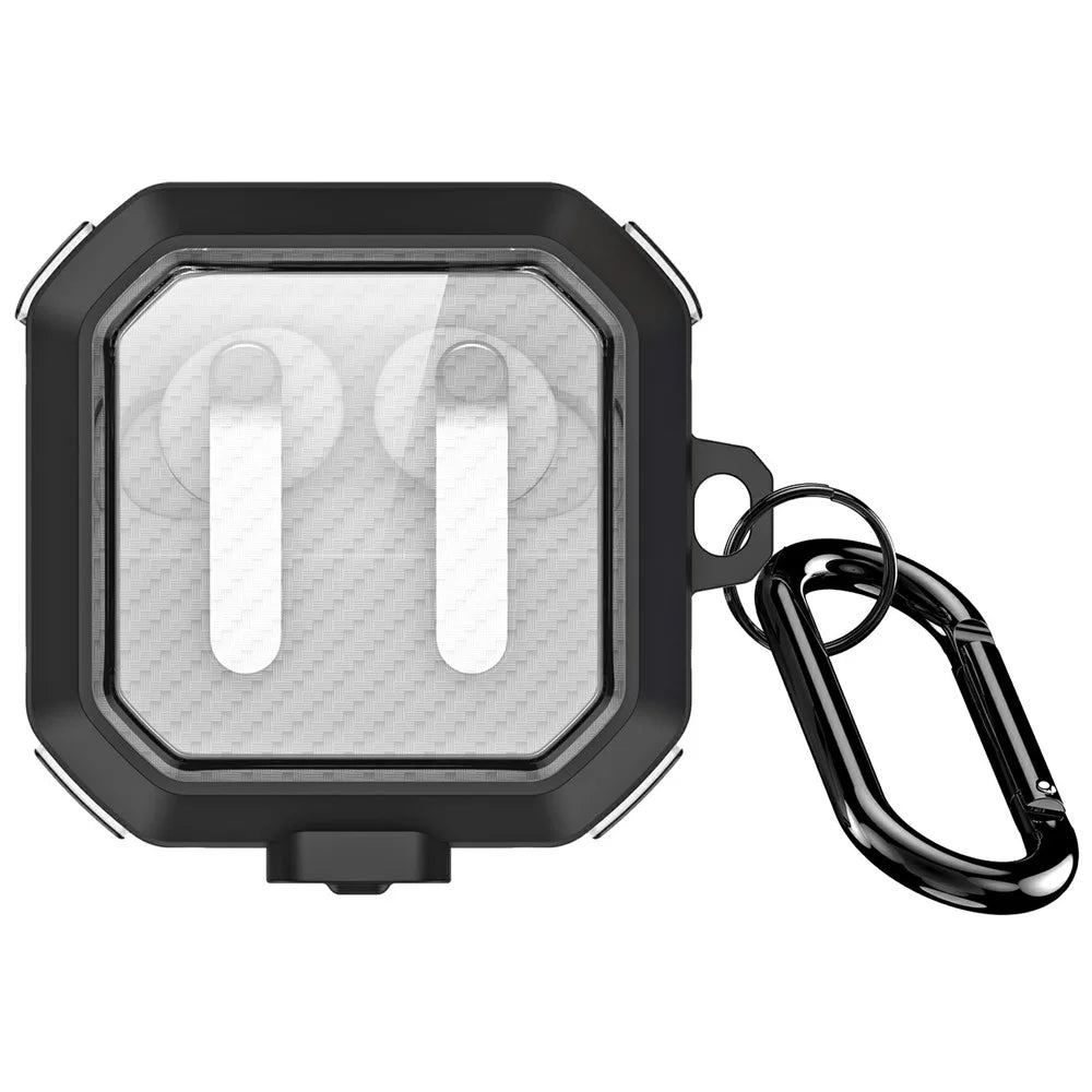 DUX DUCIS SECE Series For Samsung Galaxy Buds4 / Buds4 Pro Case Shockproof PC + TPU Earphone Cover with Metal Hook - Black - 1