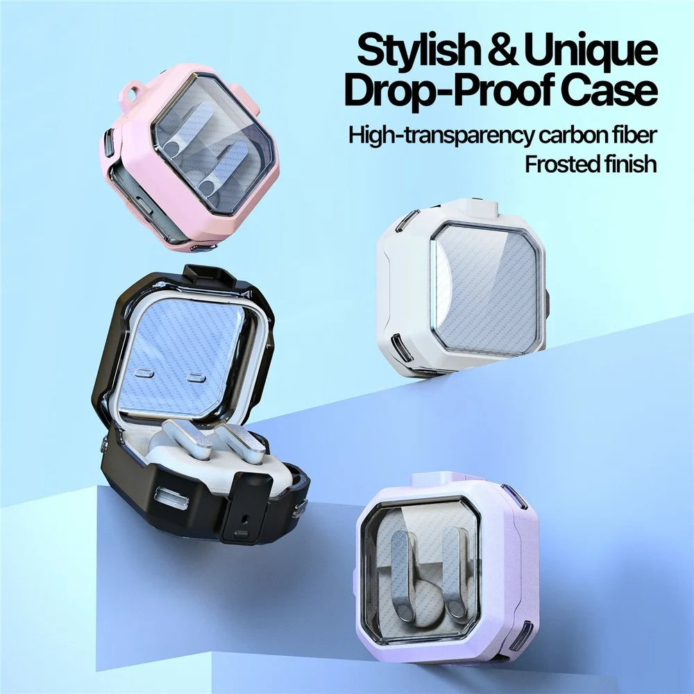 DUX DUCIS SECE Series For Samsung Galaxy Buds4 / Buds4 Pro Case Shockproof PC + TPU Earphone Cover with Metal Hook - Black - 4