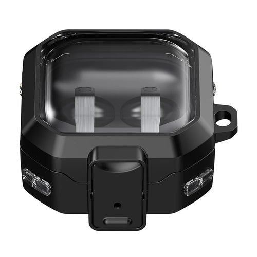 For Samsung Galaxy Buds4 / Buds4 Pro Case Switch Design TPU + PC Earphone Protective Cover with Carabiner - Black - 1