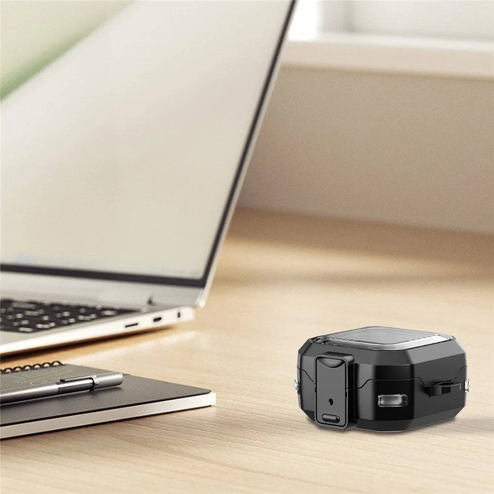 For Samsung Galaxy Buds4 / Buds4 Pro Case Switch Design TPU + PC Earphone Protective Cover with Carabiner - Black - 5