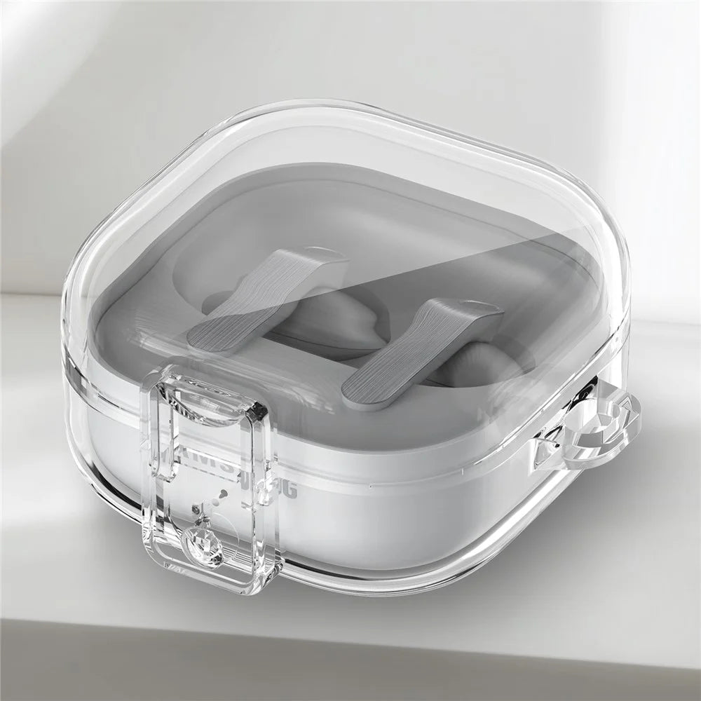 For Samsung Galaxy Buds4 / Buds4 Pro Earphone Case PC + TPU Clear Earbud Cover with Hanging Buckle - Transparent - 1