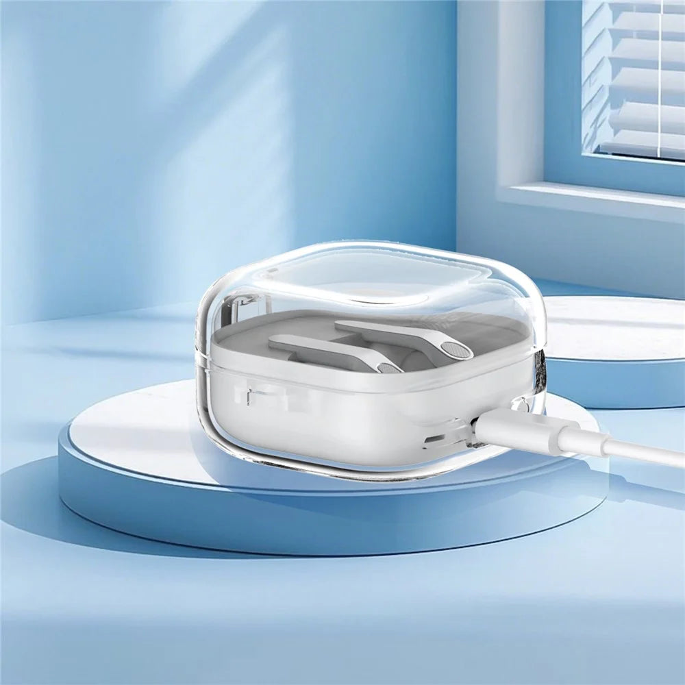 For Samsung Galaxy Buds4 / Buds4 Pro Earphone Case PC + TPU Clear Earbud Cover with Hanging Buckle - Transparent - 3