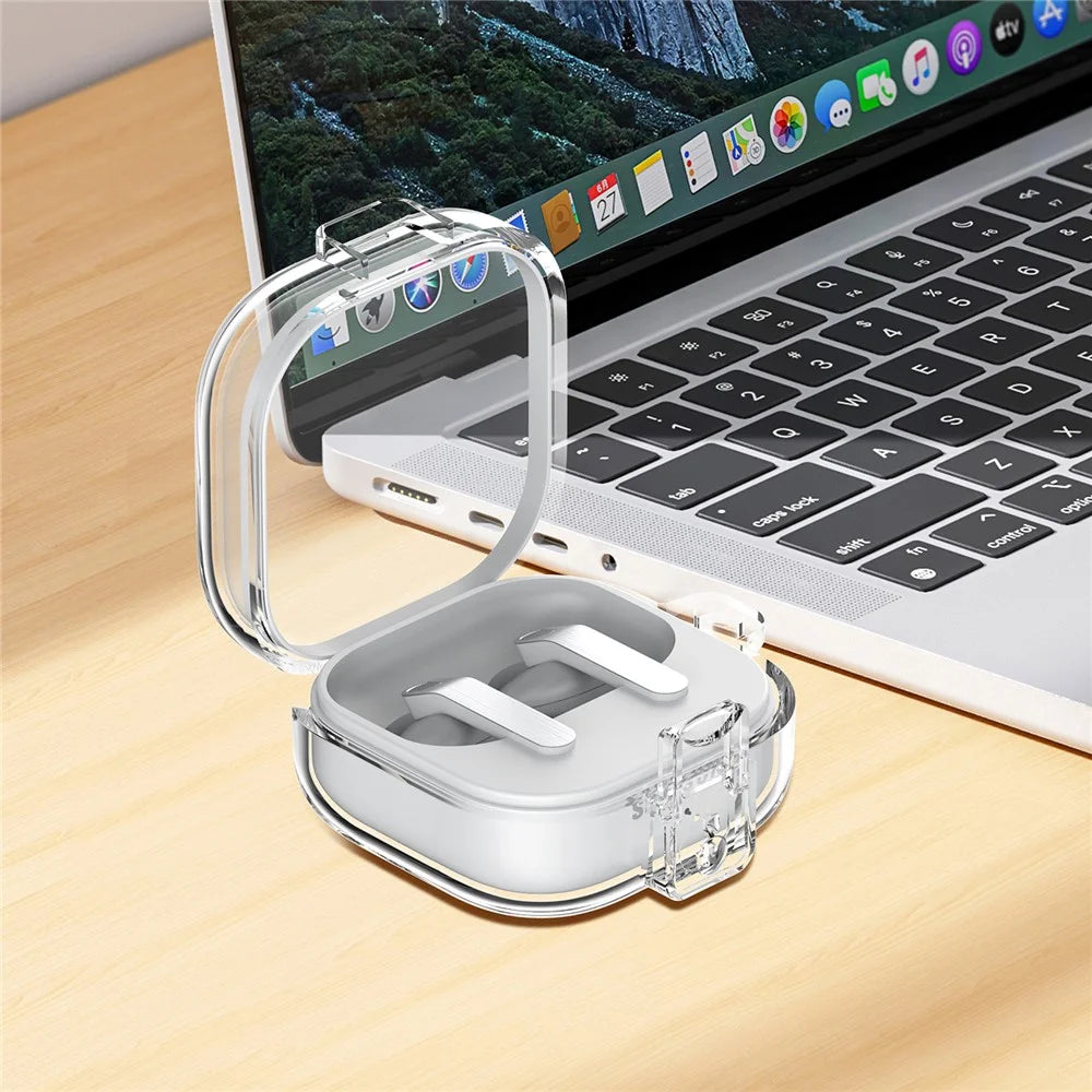 For Samsung Galaxy Buds4 / Buds4 Pro Earphone Case PC + TPU Clear Earbud Cover with Hanging Buckle - Transparent - 5