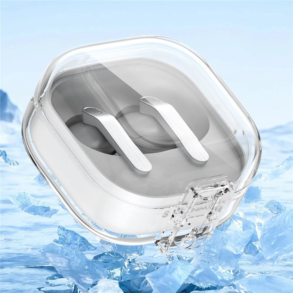 For Samsung Galaxy Buds4 / Buds4 Pro Earphone Case PC + TPU Clear Earbud Cover with Hanging Buckle - Transparent - 6