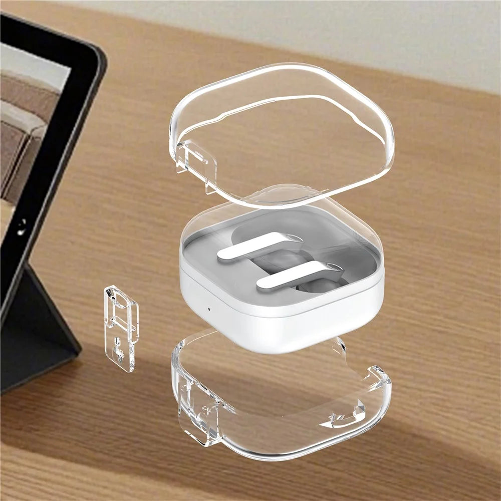 For Samsung Galaxy Buds4 / Buds4 Pro Earphone Case PC + TPU Clear Earbud Cover with Hanging Buckle - Transparent - 7