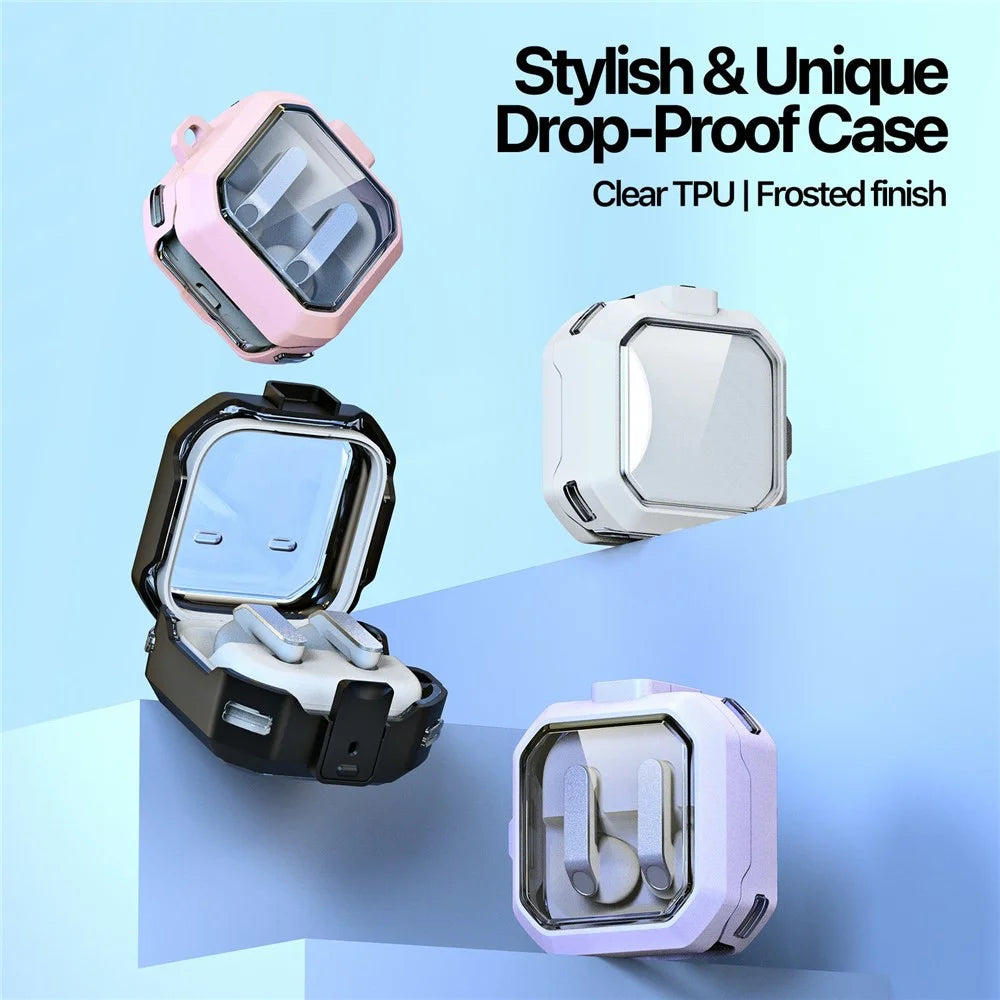 DUX DUCIS SECD Series Case for Samsung Galaxy Buds4 / Buds4 Pro Case PC + TPU Shockproof Earphone Cover with Metal Hook - Black - 4