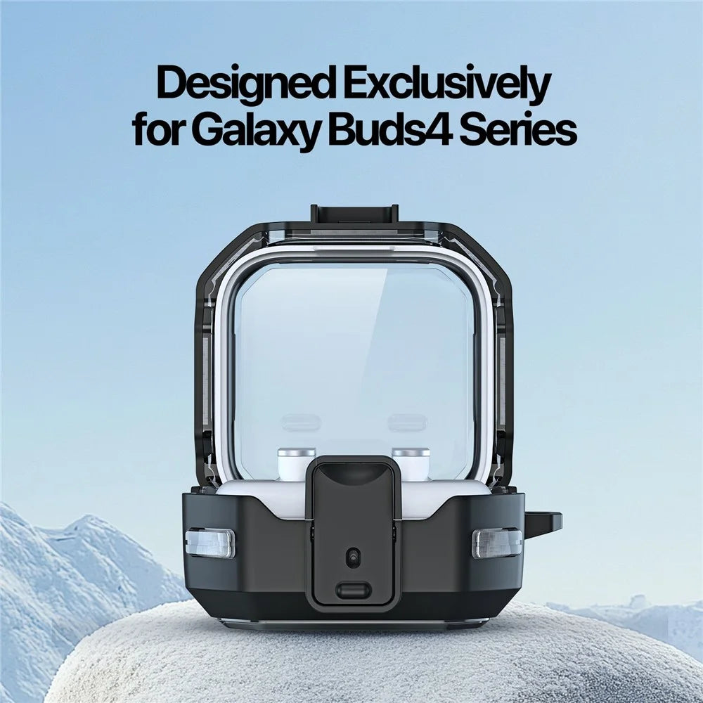 DUX DUCIS SECD Series Case for Samsung Galaxy Buds4 / Buds4 Pro Case PC + TPU Shockproof Earphone Cover with Metal Hook - Black - 5