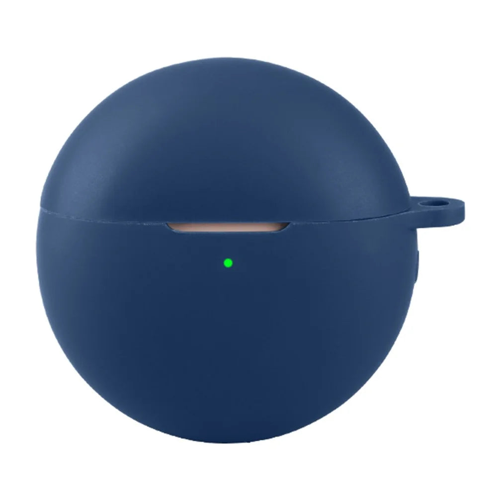 For Huawei FreeBuds 7i Silicone Case Wireless Earbuds Protective Cover with Anti-Lost Buckle - Dark Blue - 1