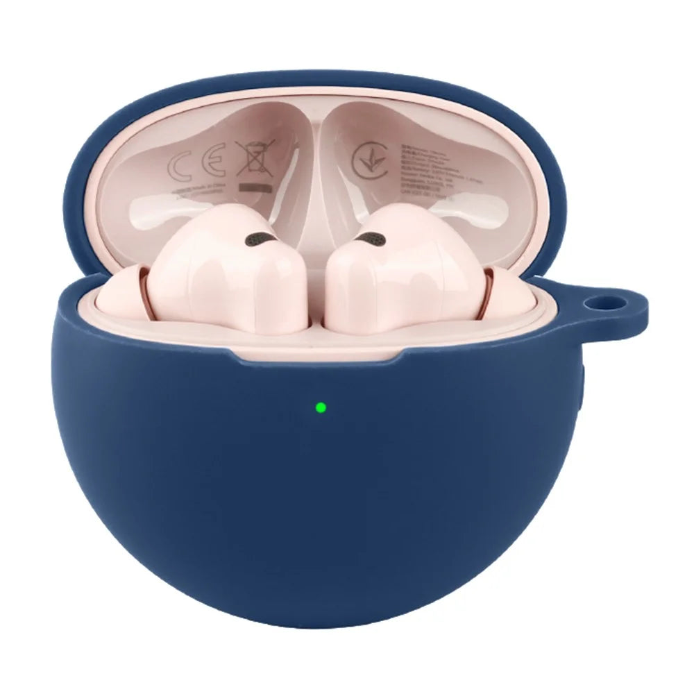 For Huawei FreeBuds 7i Silicone Case Wireless Earbuds Protective Cover with Anti-Lost Buckle - Dark Blue - 2