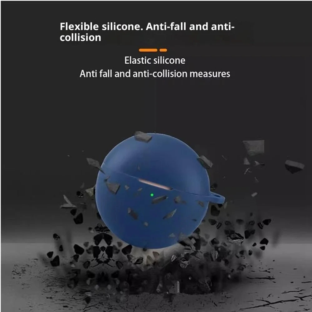 For Huawei FreeBuds 7i Silicone Case Wireless Earbuds Protective Cover with Anti-Lost Buckle - Dark Blue - 5