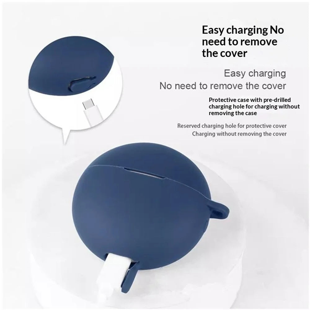 For Huawei FreeBuds 7i Silicone Case Wireless Earbuds Protective Cover with Anti-Lost Buckle - Dark Blue - 6