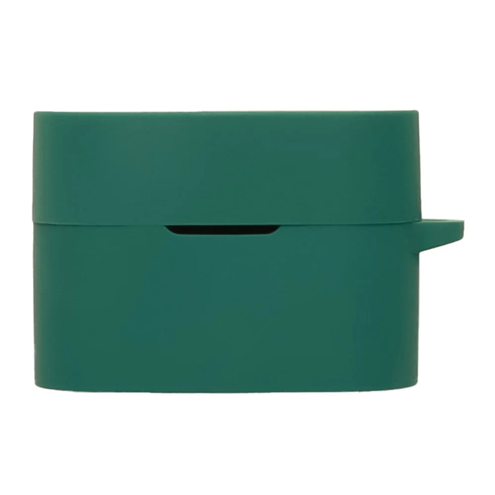 For Sony WF-1000XM6 Silicone Case Wireless Earbuds Protective Cover with Anti-Lost Buckle - Blackish Green - 1