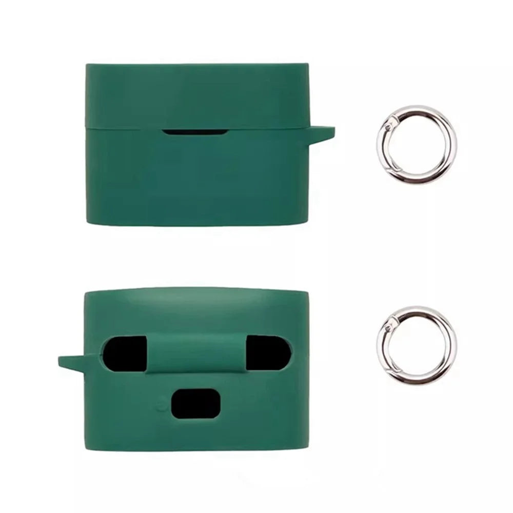For Sony WF-1000XM6 Silicone Case Wireless Earbuds Protective Cover with Anti-Lost Buckle - Blackish Green - 2