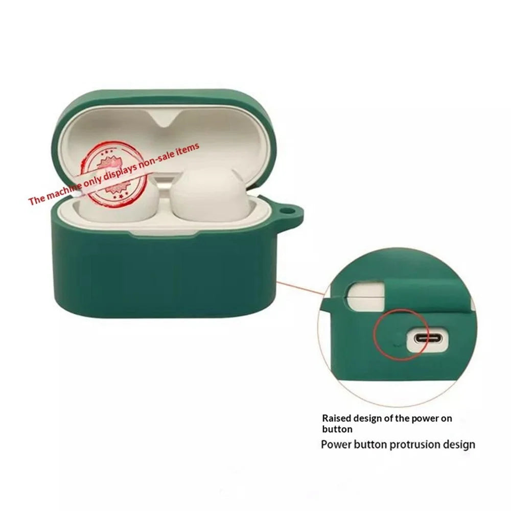 For Sony WF-1000XM6 Silicone Case Wireless Earbuds Protective Cover with Anti-Lost Buckle - Blackish Green - 3