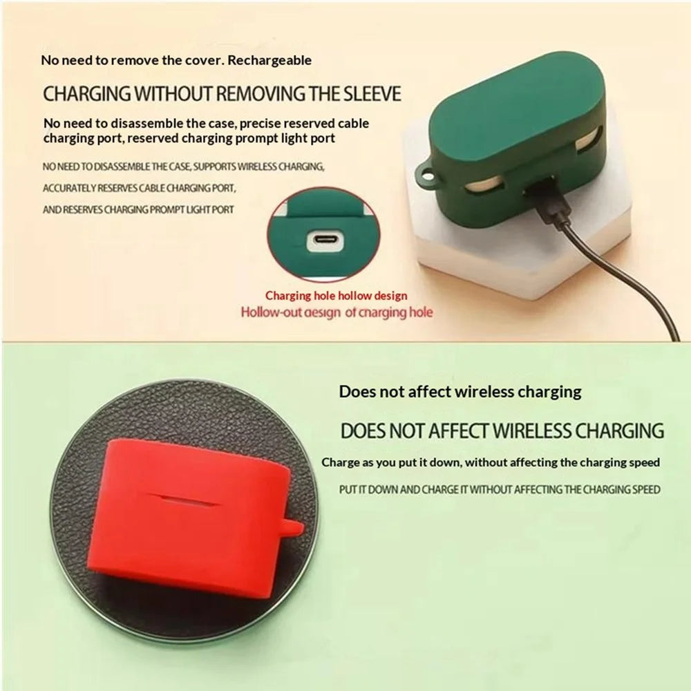 For Sony WF-1000XM6 Silicone Case Wireless Earbuds Protective Cover with Anti-Lost Buckle - Blackish Green - 5