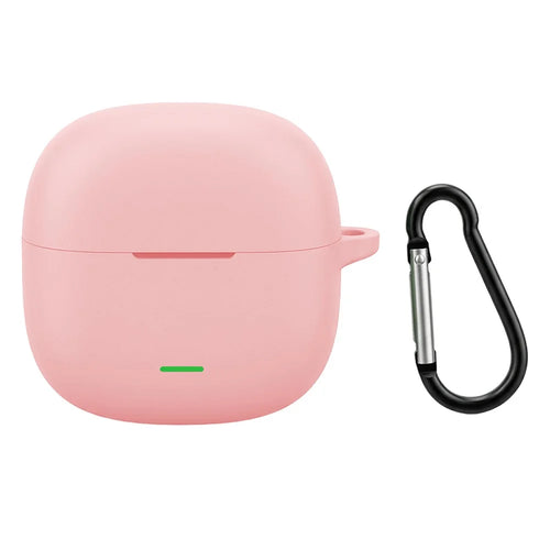 For Xiaomi Redmi Buds 8 Active Silicone Case Wireless Earphone Anti-Scratch Protective Cover with Carabiner - Light Pink - 1