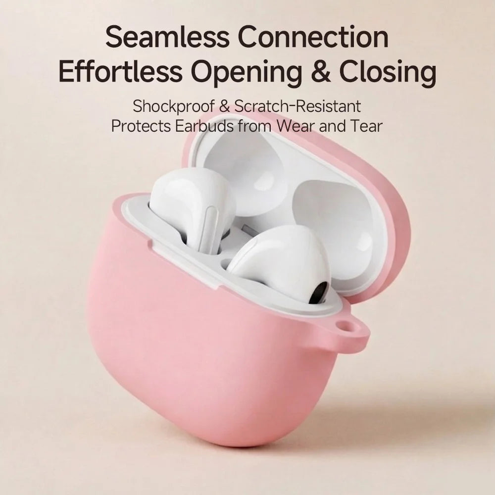 For Xiaomi Redmi Buds 8 Active Silicone Case Wireless Earphone Anti-Scratch Protective Cover with Carabiner - Light Pink - 2