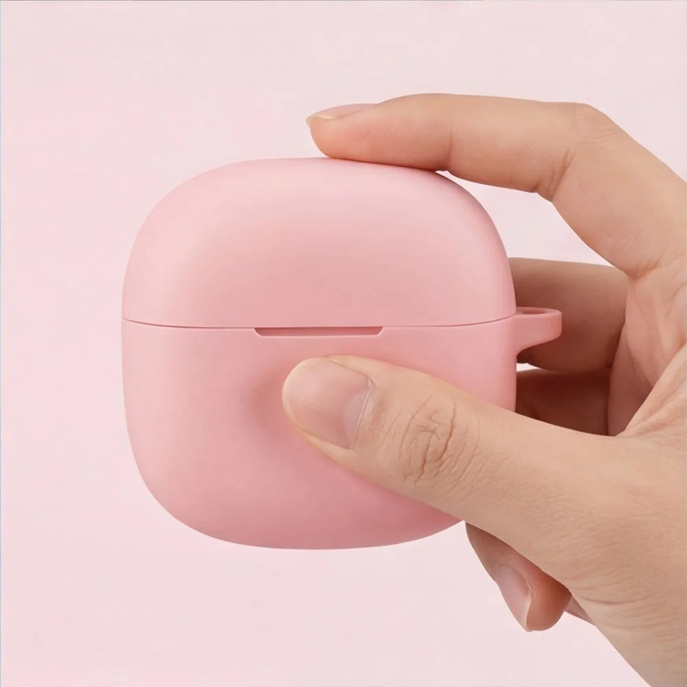 For Xiaomi Redmi Buds 8 Active Silicone Case Wireless Earphone Anti-Scratch Protective Cover with Carabiner - Light Pink - 7