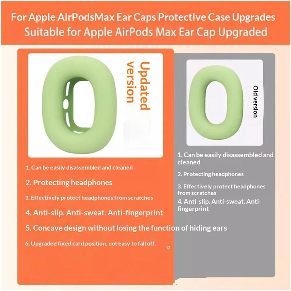 2Pcs for AirPods Max  /  Max 2 Earpads Cover Silicone Protective Case Upgraded Ear Caps - Matcha Green - 6