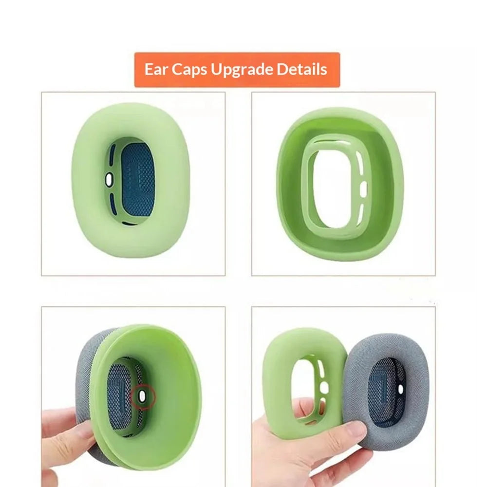 2Pcs for AirPods Max  /  Max 2 Earpads Cover Silicone Protective Case Upgraded Ear Caps - Matcha Green - 7