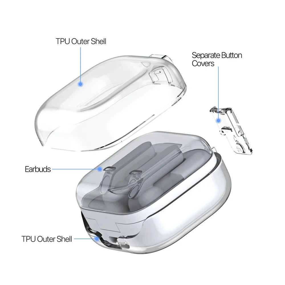 DUX DUCIS SECI Series for Samsung Galaxy Buds4 / Buds4 Pro Case TPU PC Earphone Protective Cover with Metal Carabiner - Transparent - 5