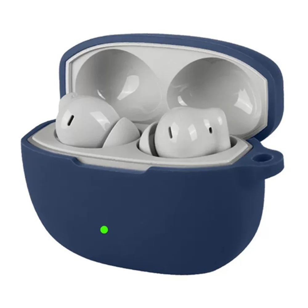For OnePlus Nord Buds 4 Pro Silicone Case Wireless Earbuds Protective Cover with Anti-Lost Buckle - Dark Blue - 3