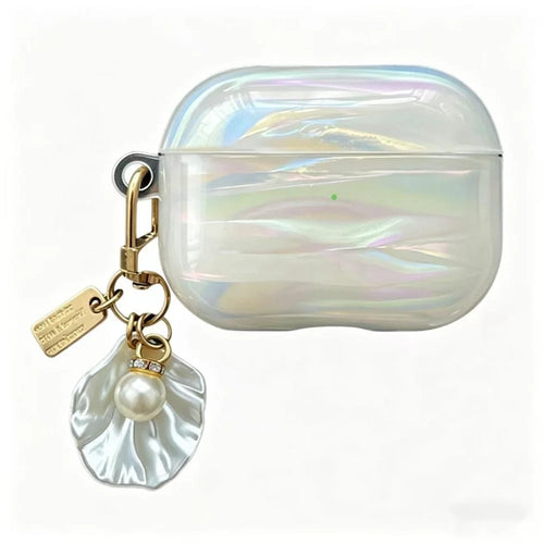 For AirPods Pro 3 IMD Iridescent Shell Texture TPU Case Protective Cover with Shell Pendant - 1