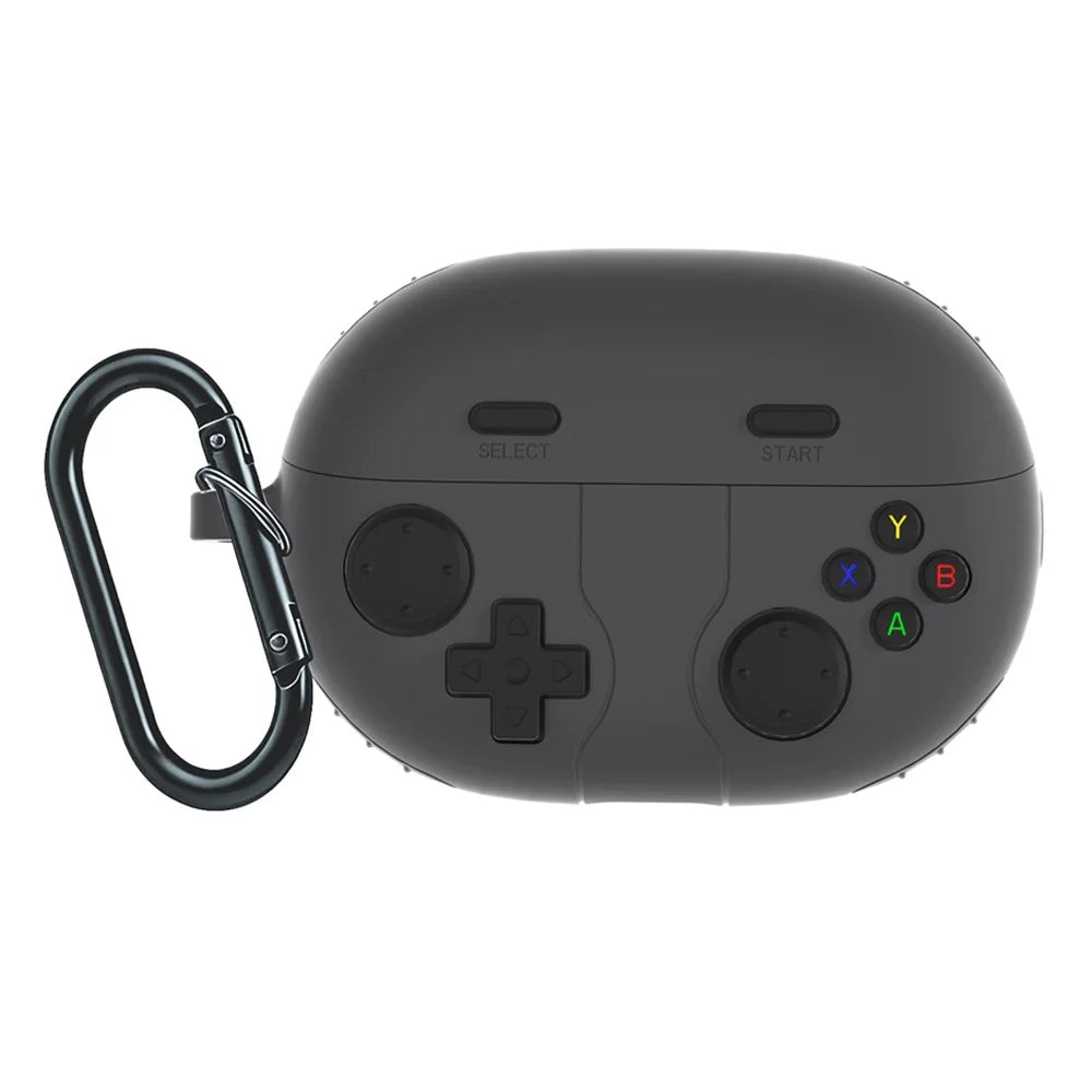 For Huawei FreeBuds Pro 5 Protective Case Gaming Controller Design Liquid Silicone Earphone Cover with Carabiner Clip - Dark Grey - 1