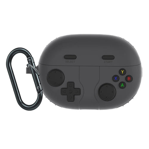 For Huawei FreeBuds Pro 5 Protective Case Gaming Controller Design Liquid Silicone Earphone Cover with Carabiner Clip - Dark Grey - 1